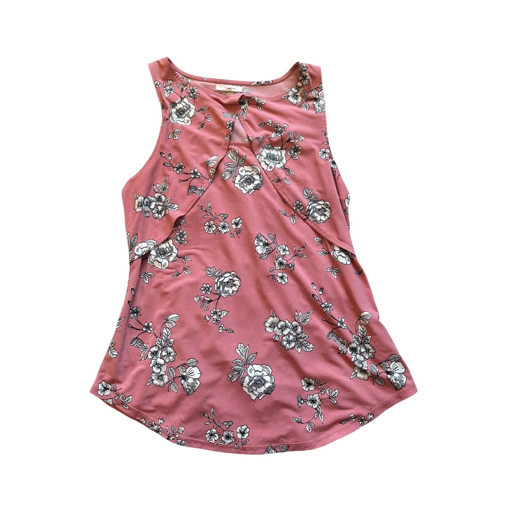 Maurices‎ Women's Medium Boho Floral Sleeveless Keyhole Tank Top Dusty Rose Pink